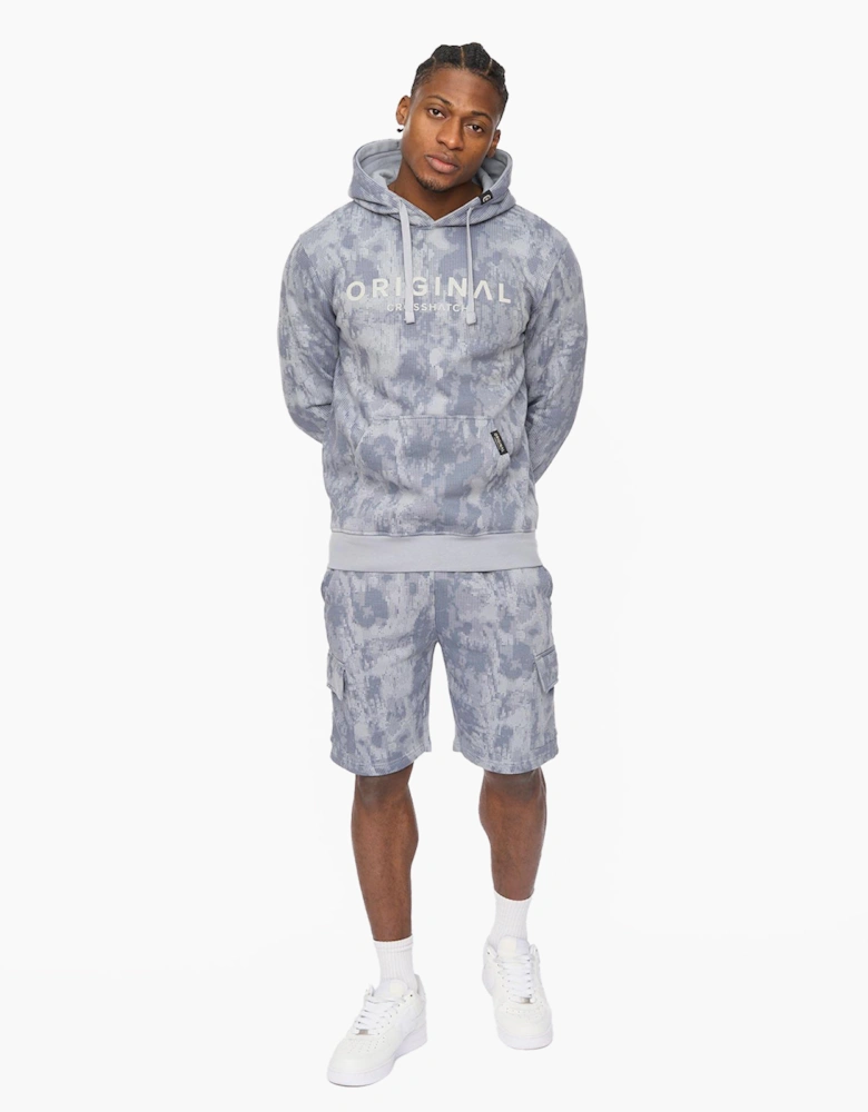 Crosshatch Bardon Mens Camo Hoodie Steel Blue / Grey