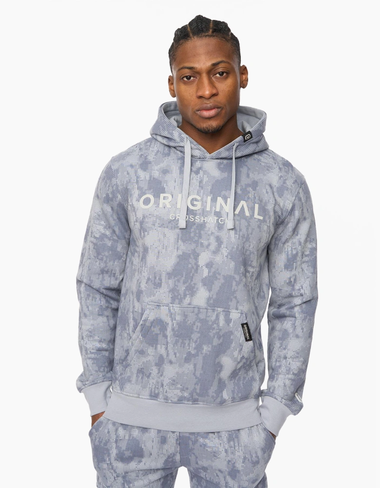 Crosshatch Bardon Mens Camo Hoodie Steel Blue / Grey