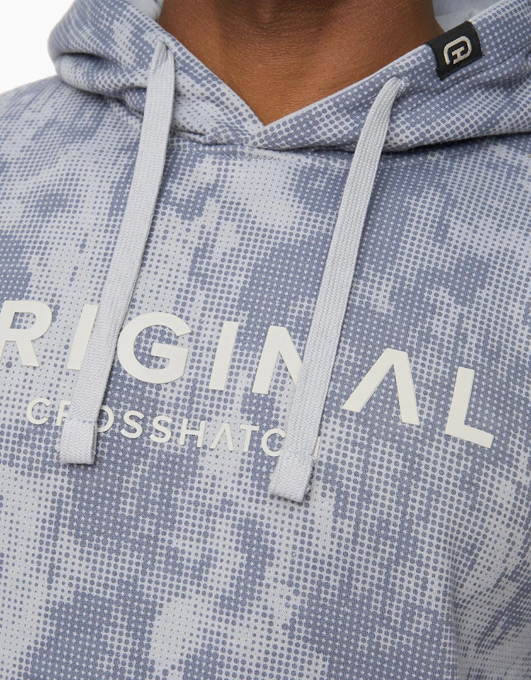 Crosshatch Bardon Mens Camo Hoodie Steel Blue / Grey