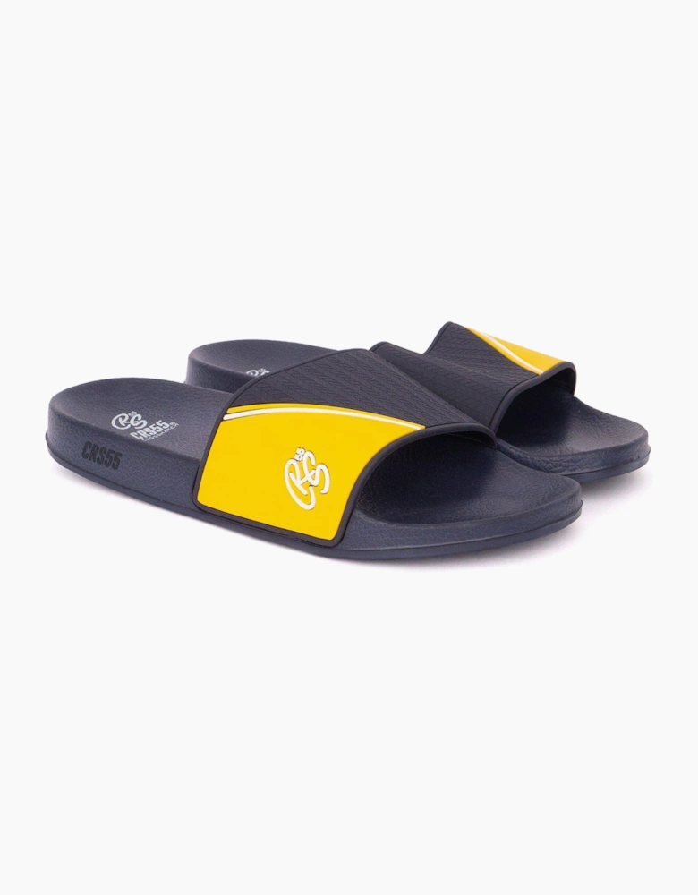 Crosshatch Ventamoore Mens Sliders Navy / Yellow