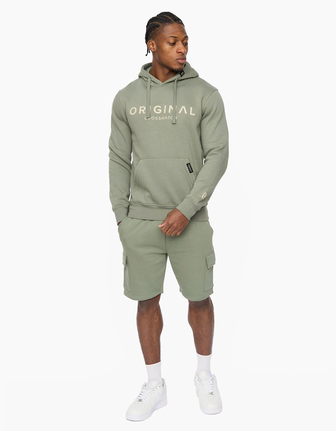 Crosshatch Bardon Mens Cargo Shorts Olive