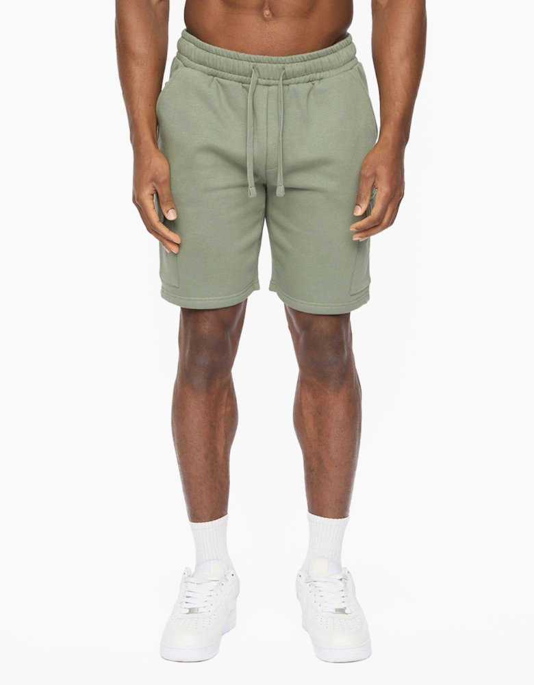 Crosshatch Bardon Mens Cargo Shorts Olive