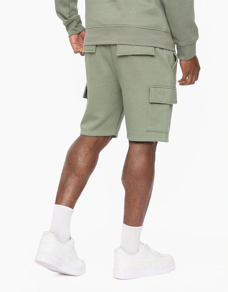 Crosshatch Bardon Mens Cargo Shorts Olive
