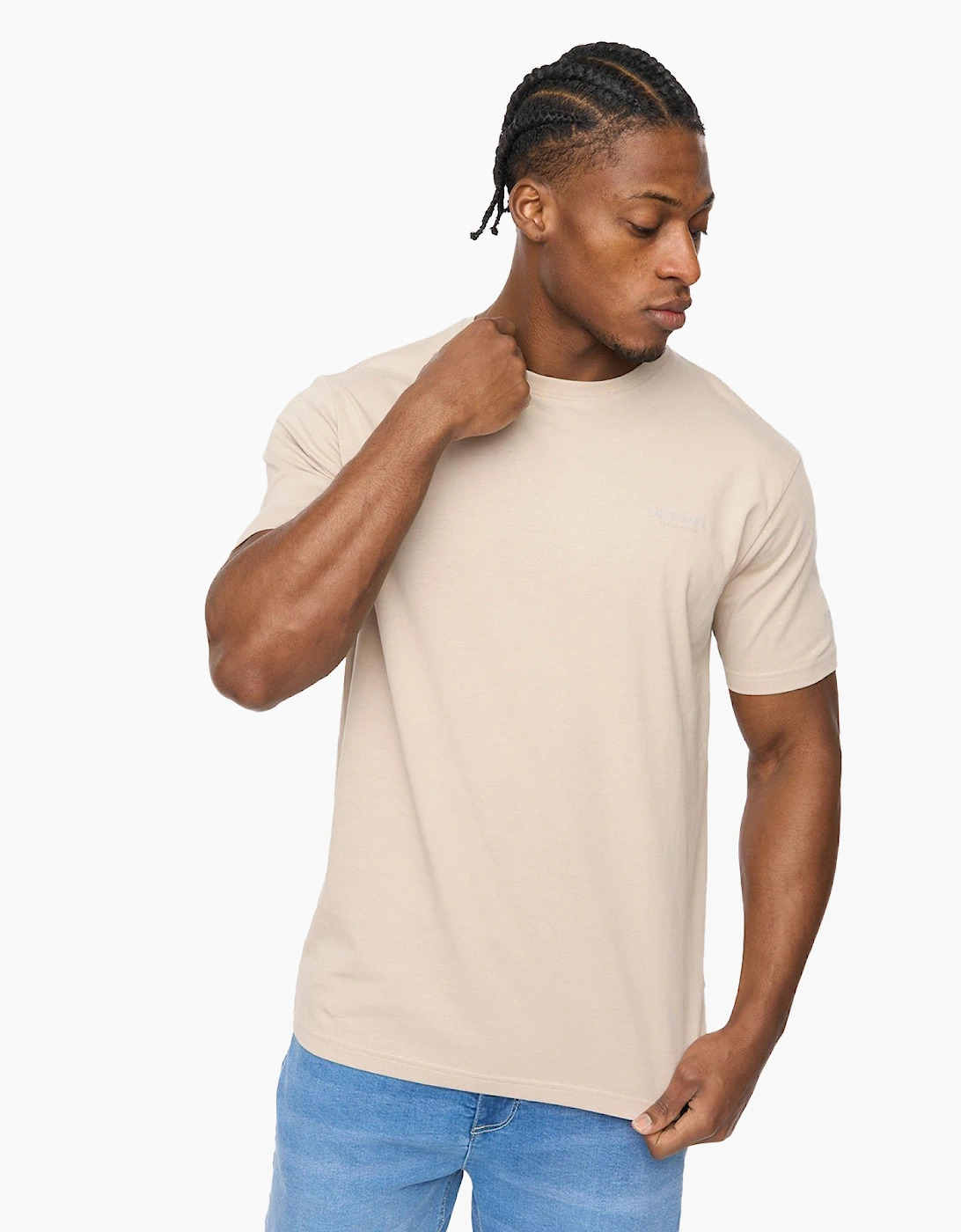 Crosshatch Allmoore Mens T-Shirt Light Stone / Beige