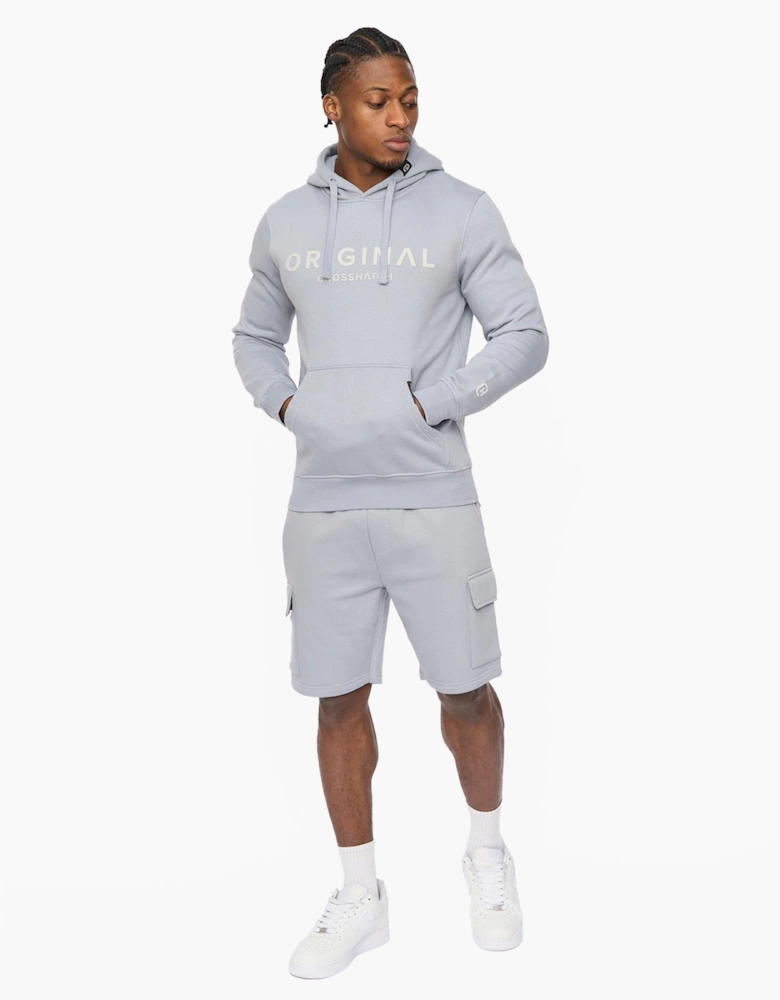 Crosshatch Bardon Mens Hoodie Steel Blue / Grey