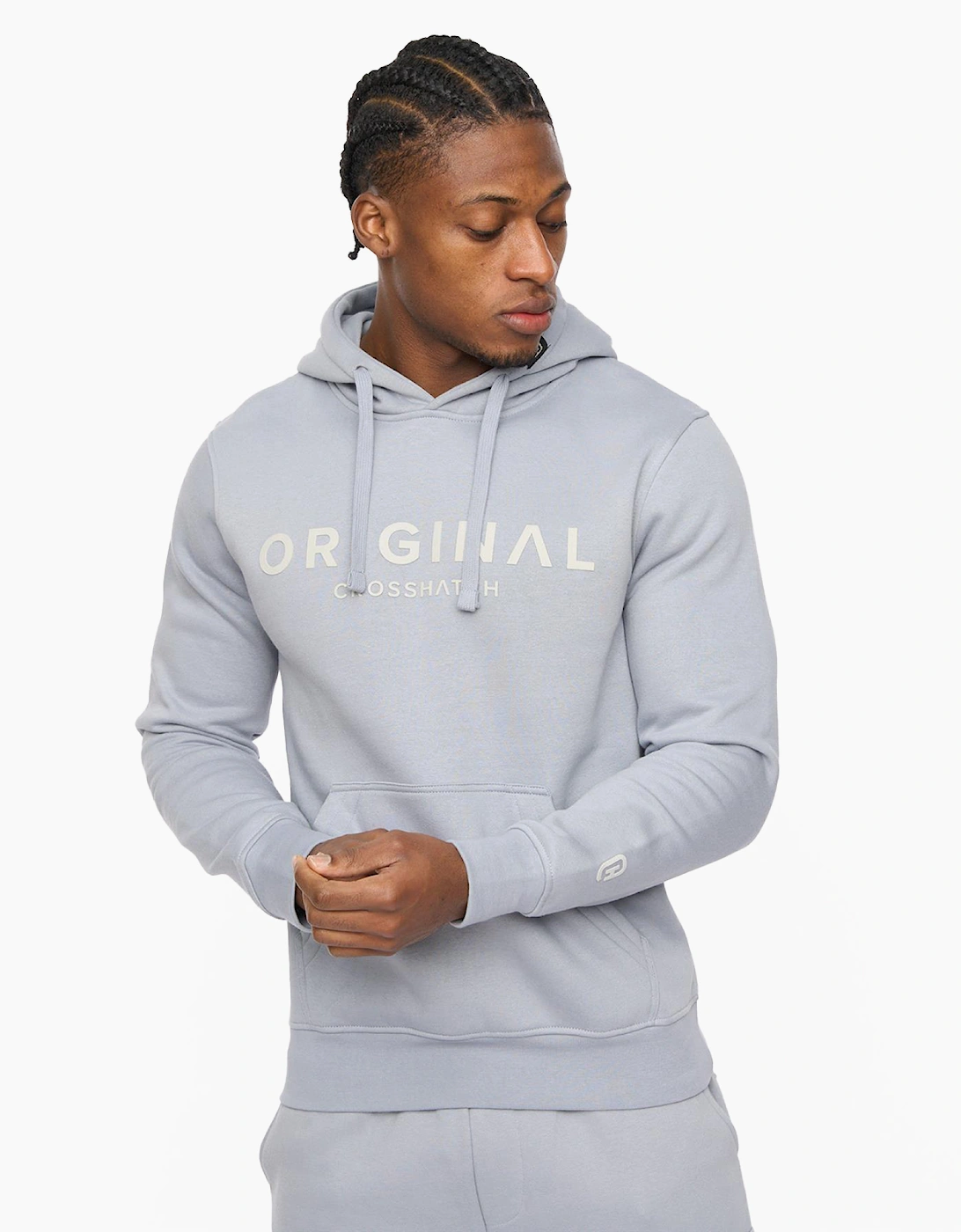 Crosshatch Bardon Mens Hoodie Steel Blue / Grey