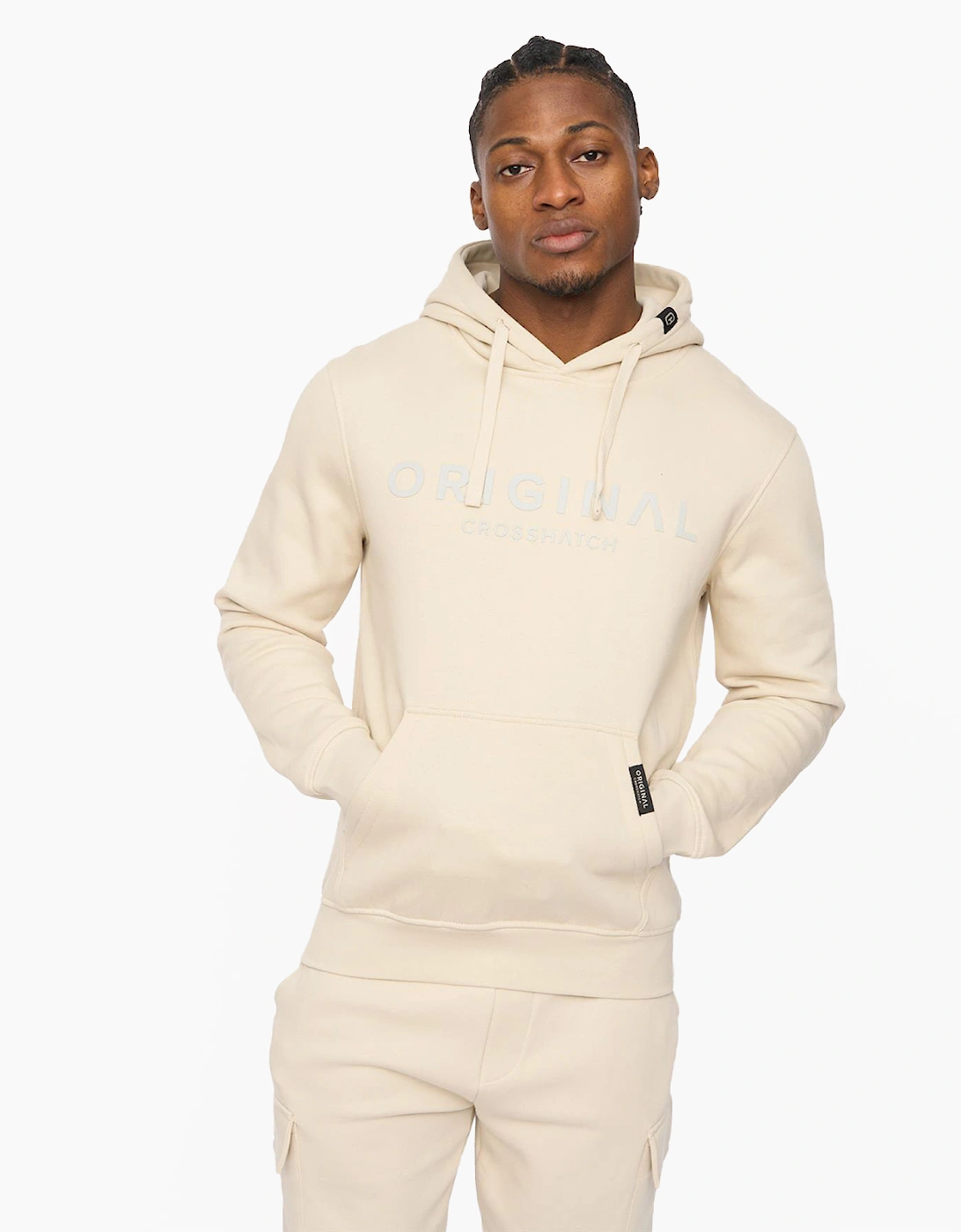 Crosshatch Bardon Mens Hoodie Light Stone / Beige