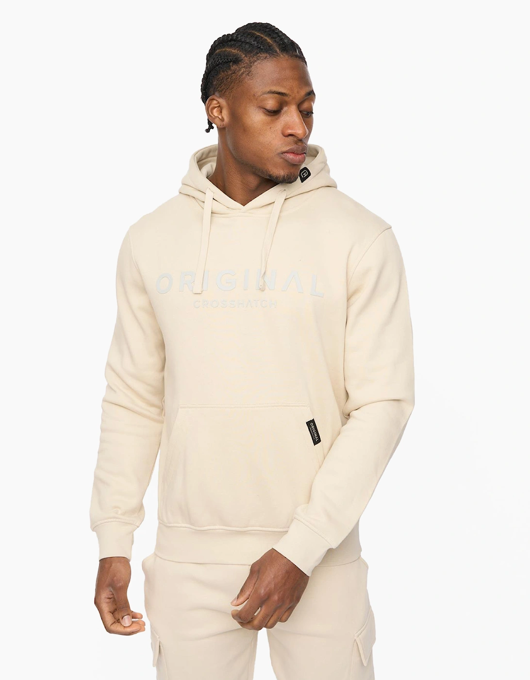 Crosshatch Bardon Mens Hoodie Light Stone / Beige