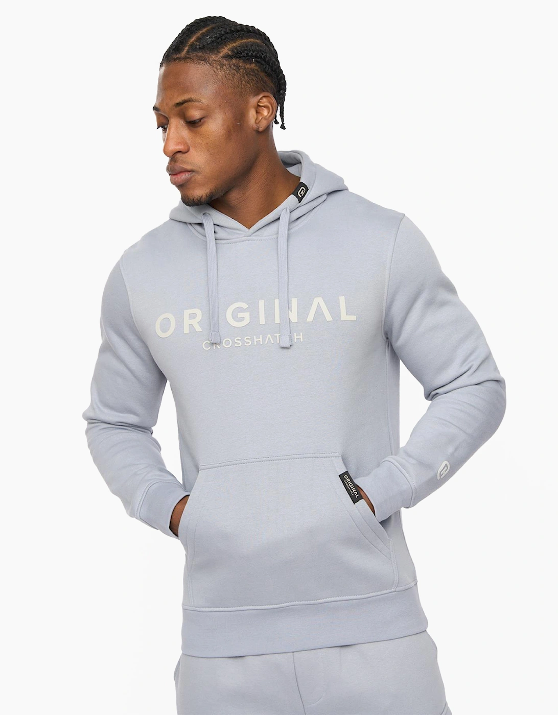 Crosshatch Bardon Mens Hoodie Steel Blue / Grey