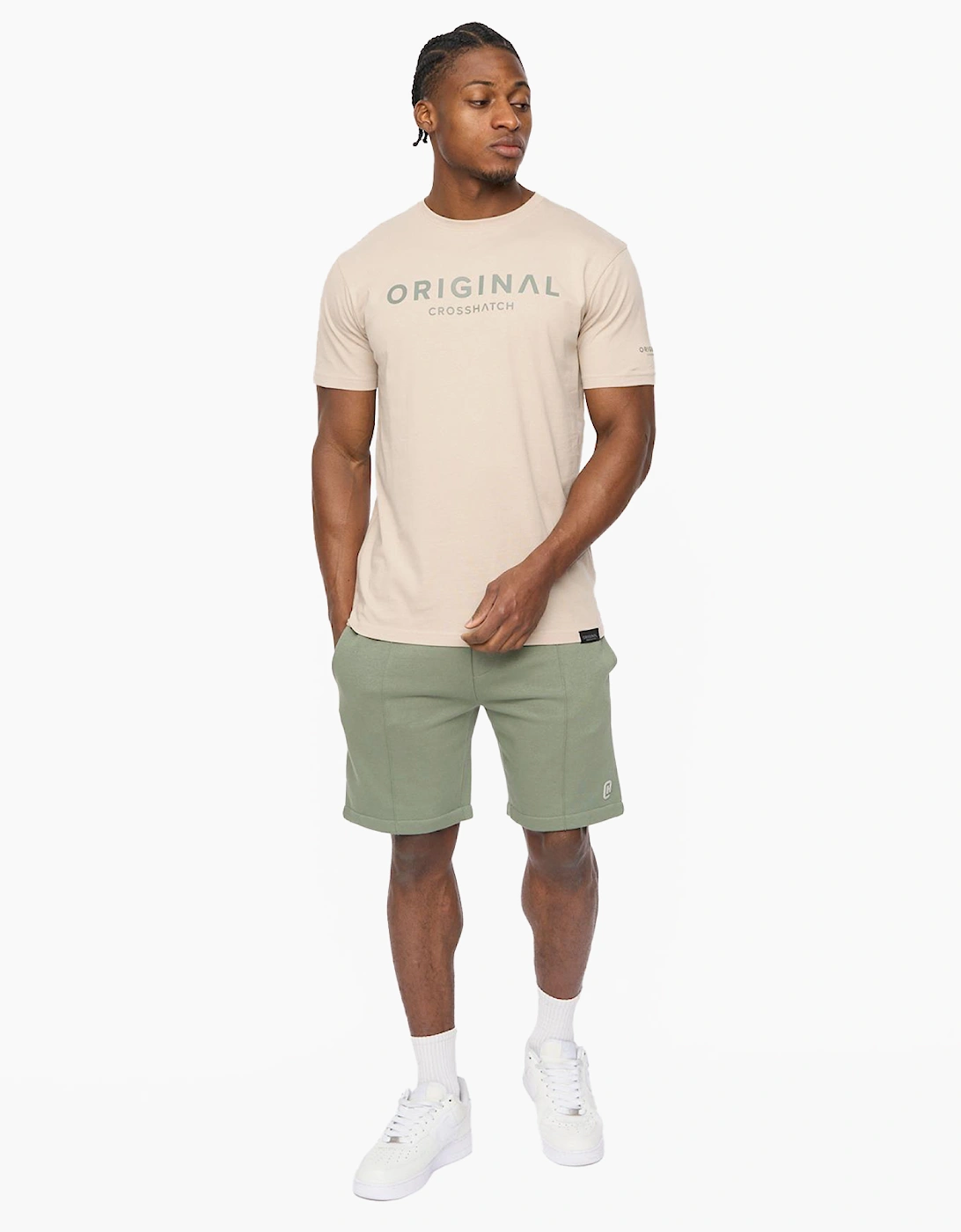 Crosshatch Bardon Mens Jog Shorts Olive