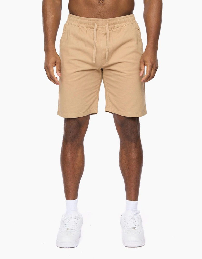 Crosshatch Blansmoore Elastic Waist Mens Shorts Stone