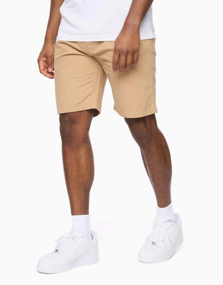 Crosshatch Blansmoore Elastic Waist Mens Shorts Stone