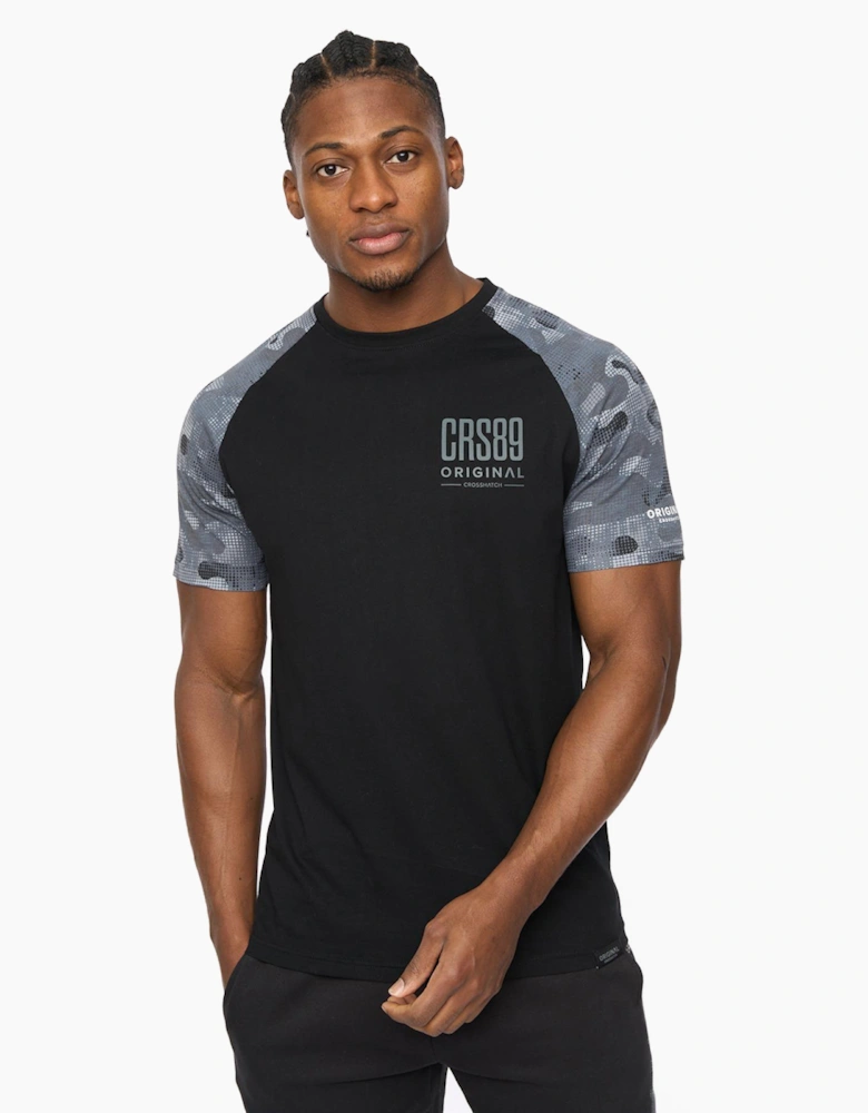 Crosshatch Branton Mens T-Shirt Black / Grey