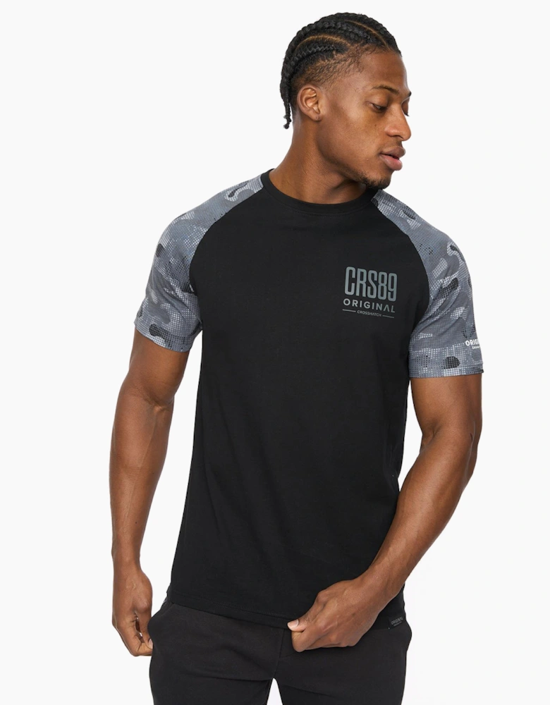 Crosshatch Branton Mens T-Shirt Black / Grey
