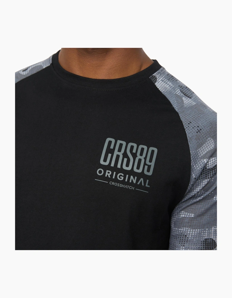 Crosshatch Branton Mens T-Shirt Black / Grey