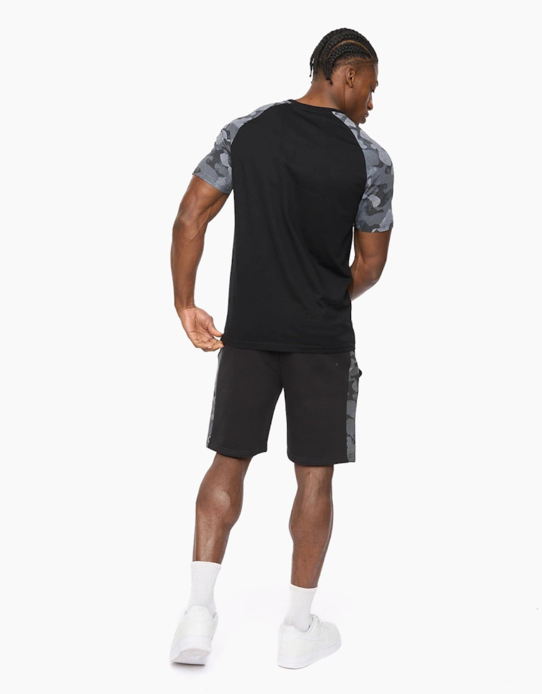 Crosshatch Branton Mens T-Shirt Black / Grey