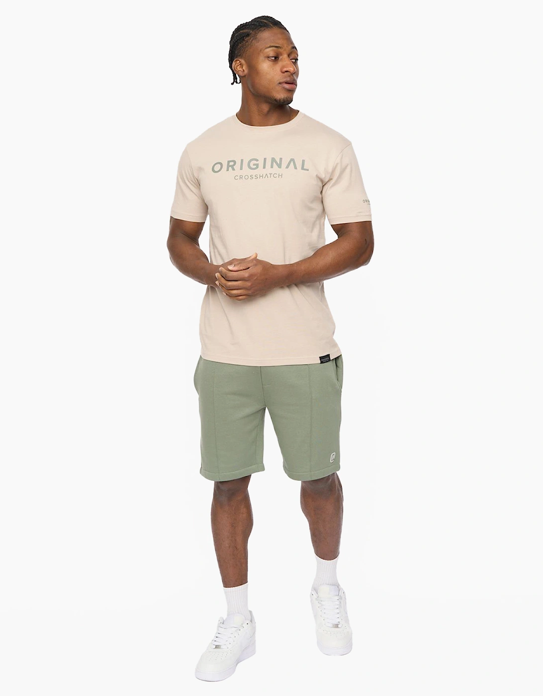 Crosshatch Bardon Mens T-Shirt Light Stone