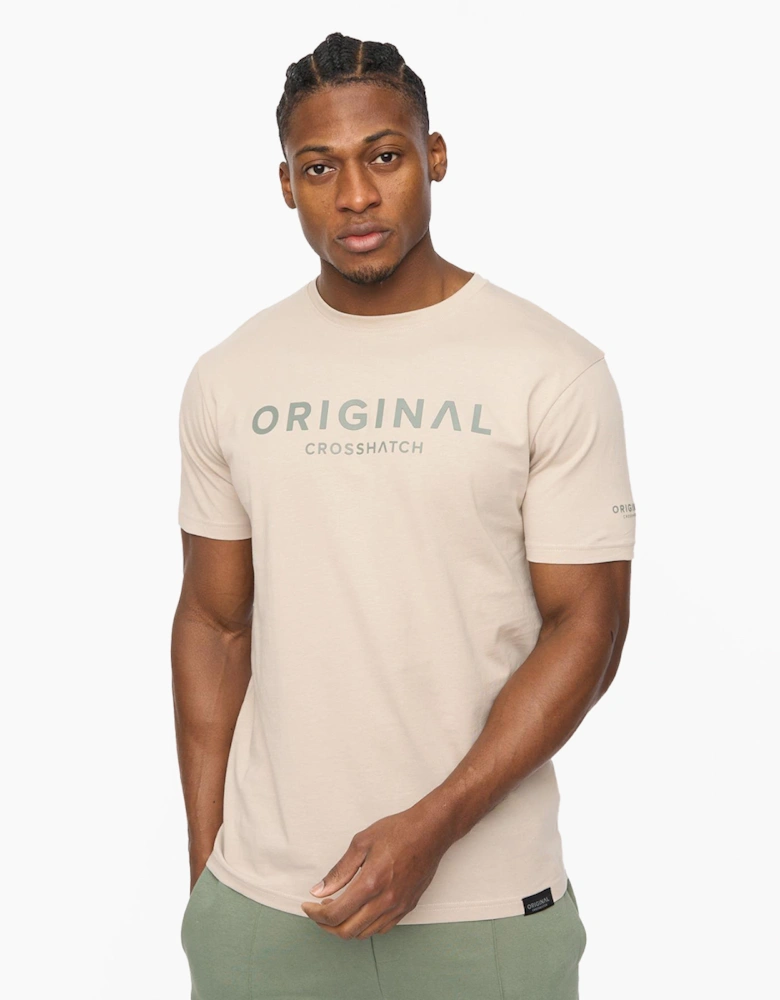 Crosshatch Bardon Mens T-Shirt Light Stone