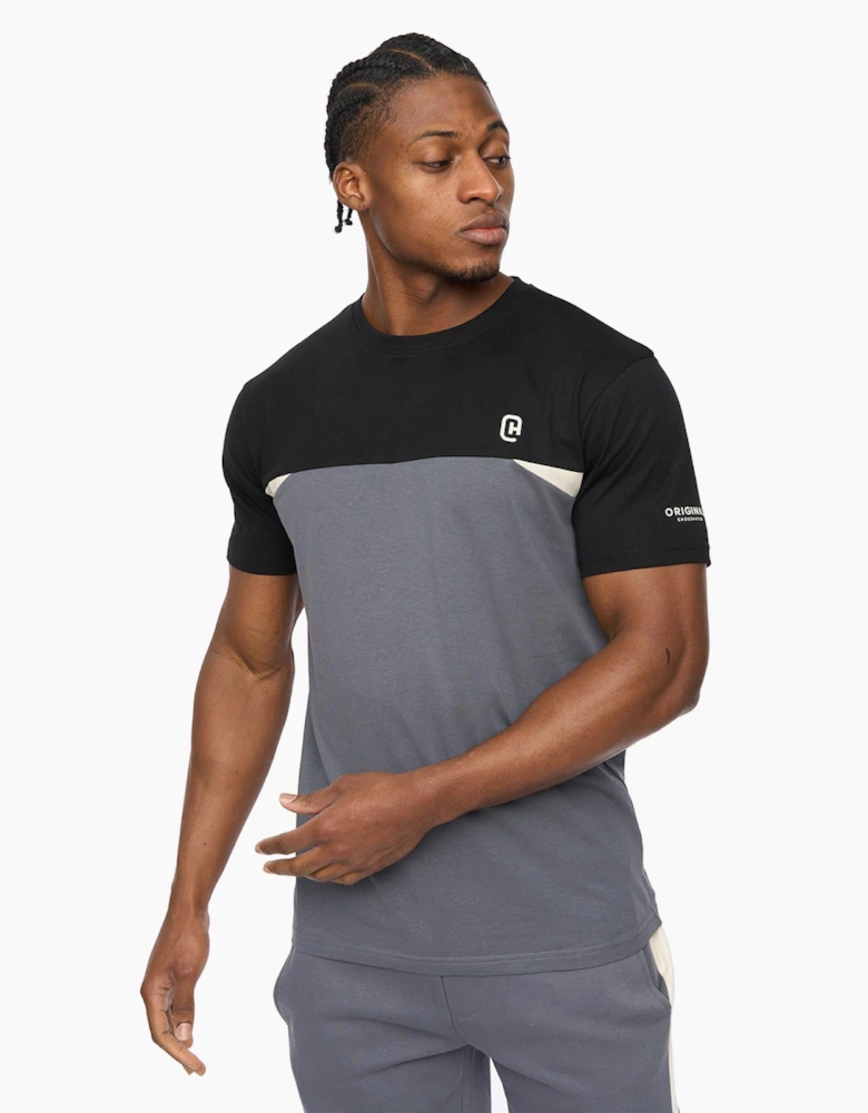 Crosshatch Castlebay Mens T-Shirt Slate / Grey / Black