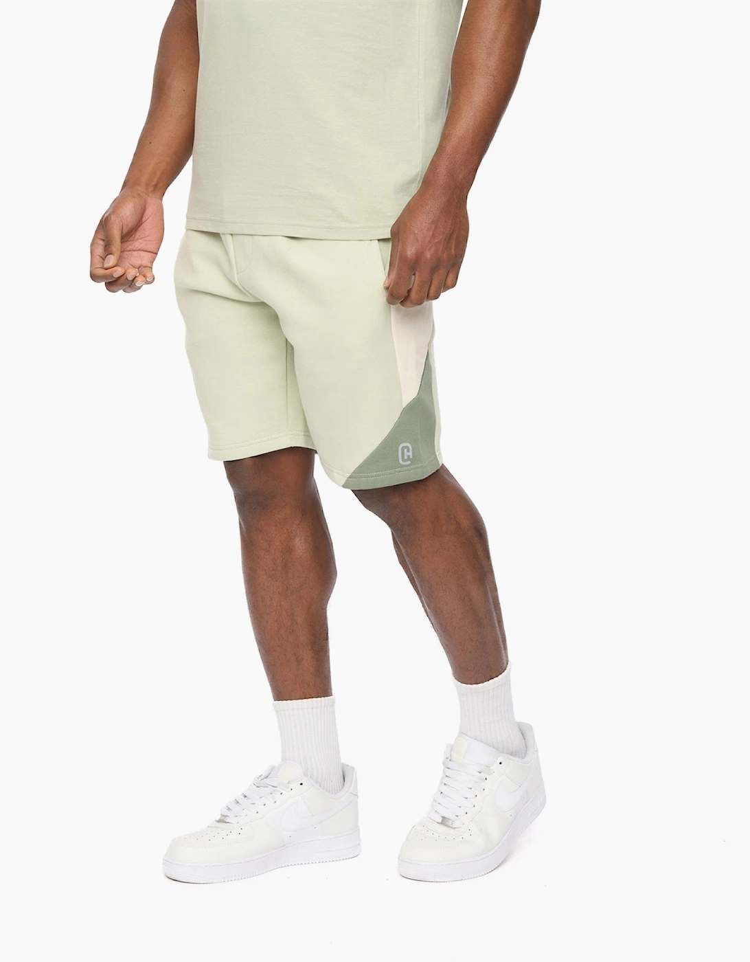 Crosshatch Castlebay Mens Jog Shorts Light Olive