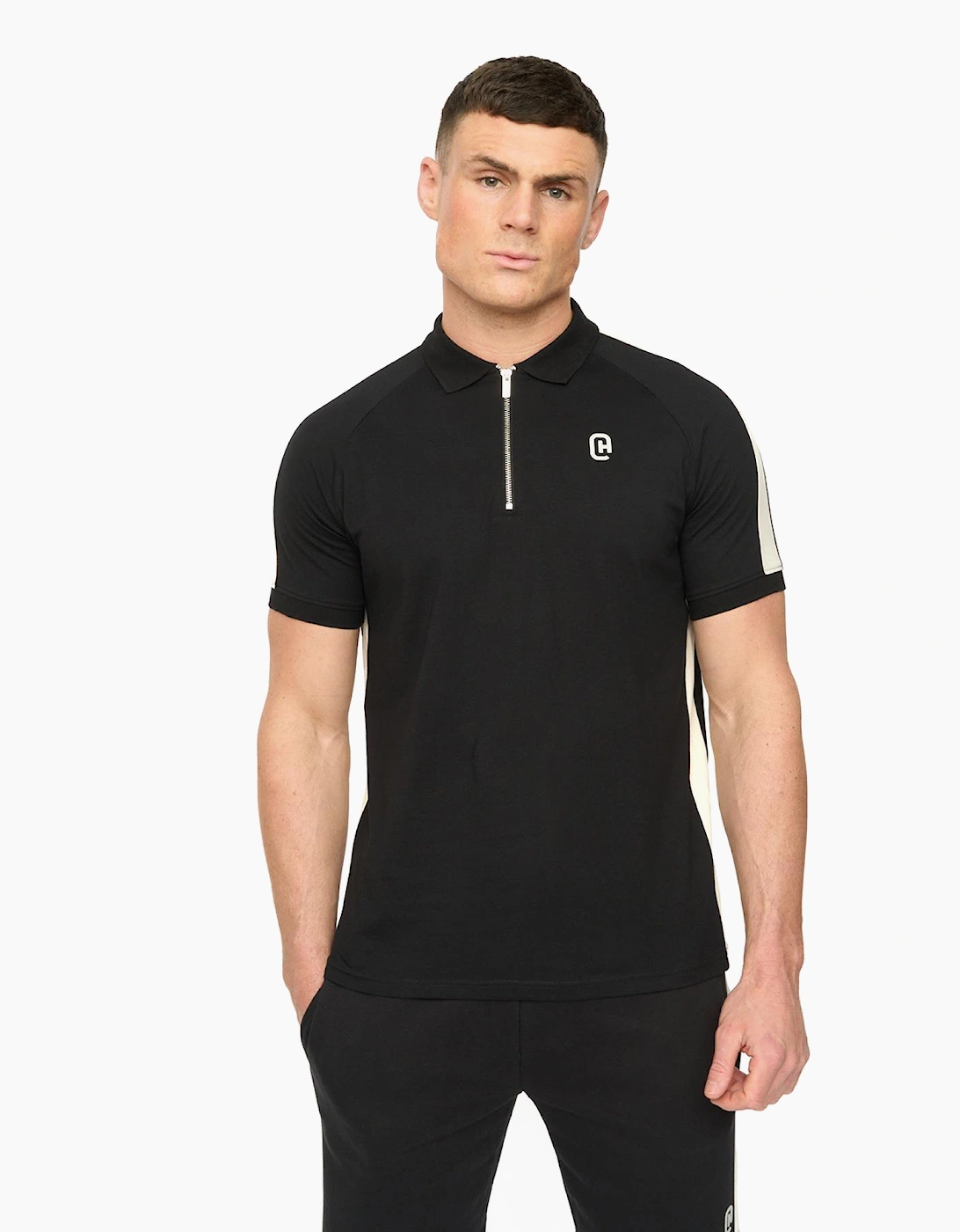 Crosshatch Cresswill Mens Polo Shirt Black / White