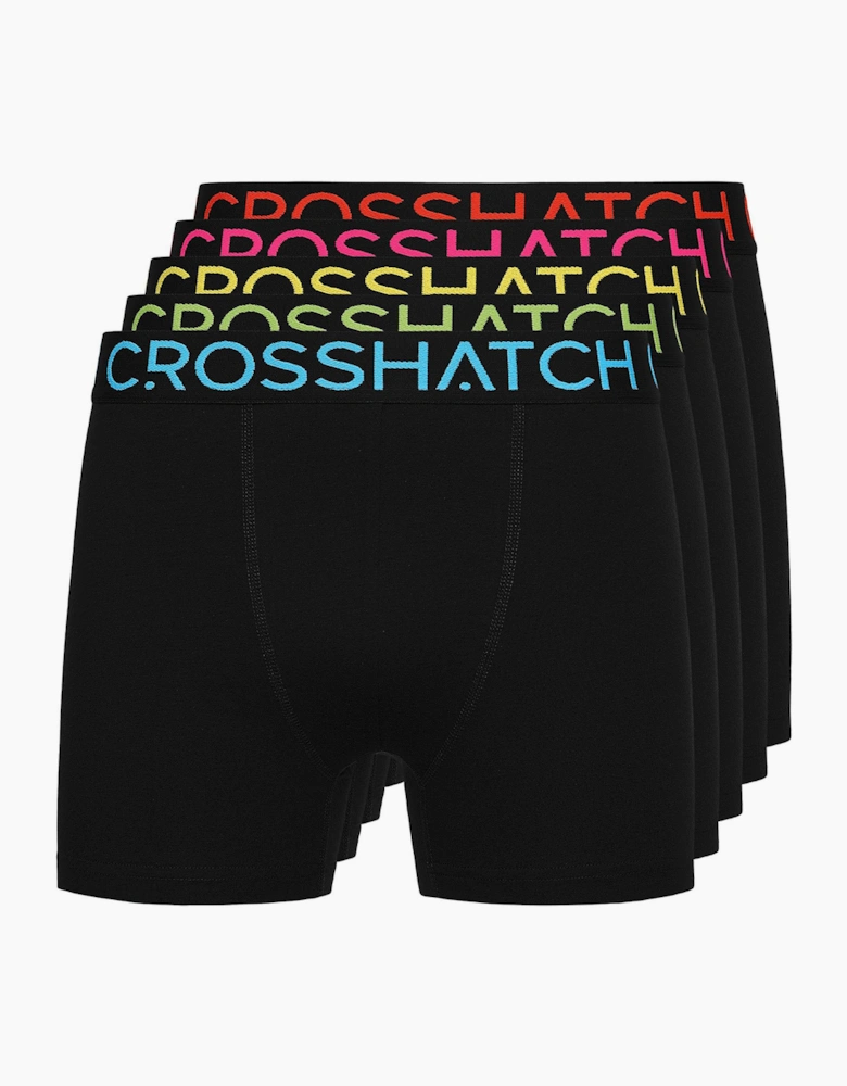 Crosshatch Chasma Mens 5pk Boxer Shorts Black