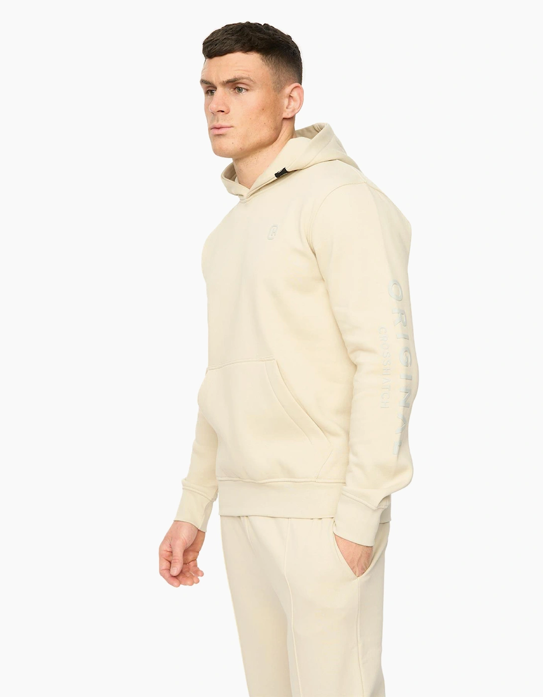 Crosshatch Crufton Mens Hoodie Light Stone / Beige