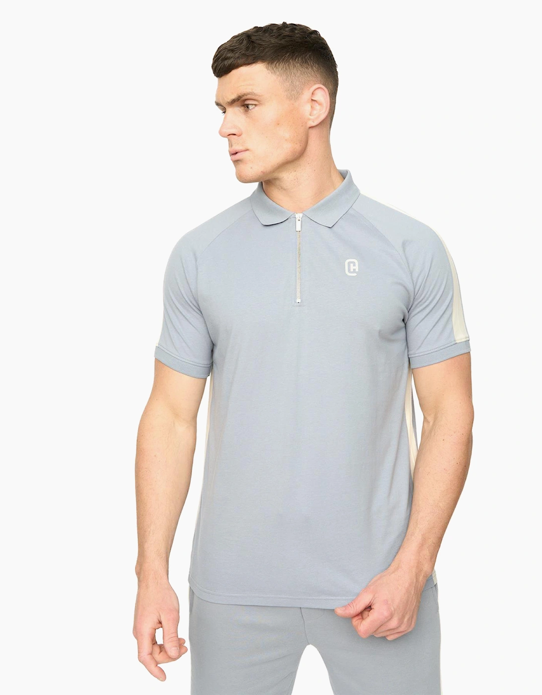 Crosshatch Cresswill Mens Polo Shirt Steel blue / White