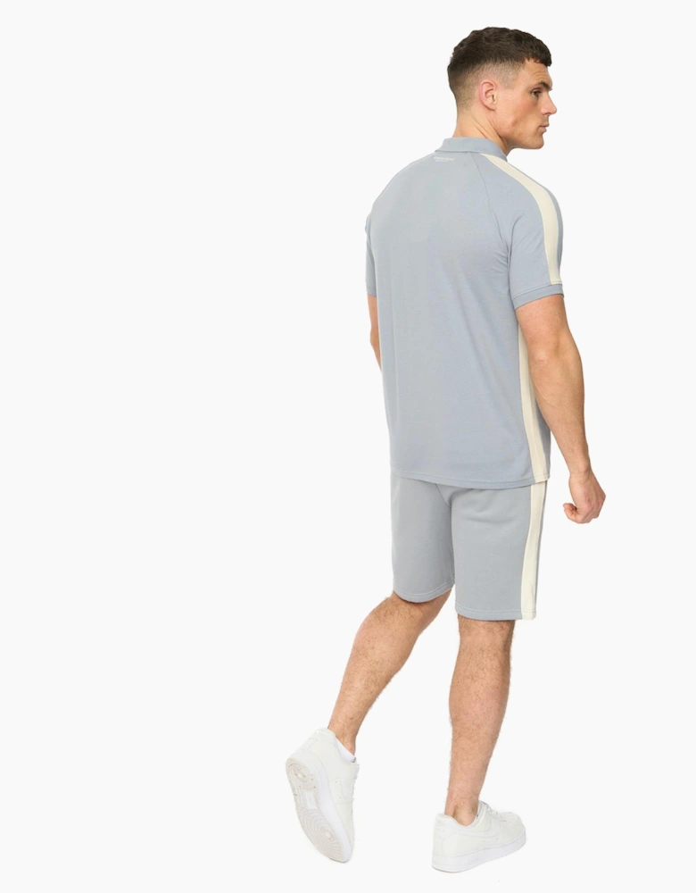 Crosshatch Cresswill Mens Polo Shirt Steel blue / White