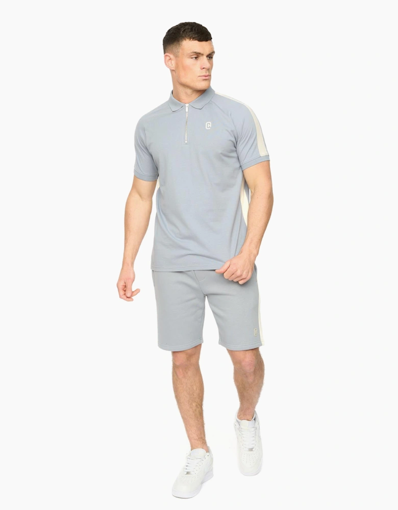 Crosshatch Cresswill Mens Polo Shirt Steel blue / White