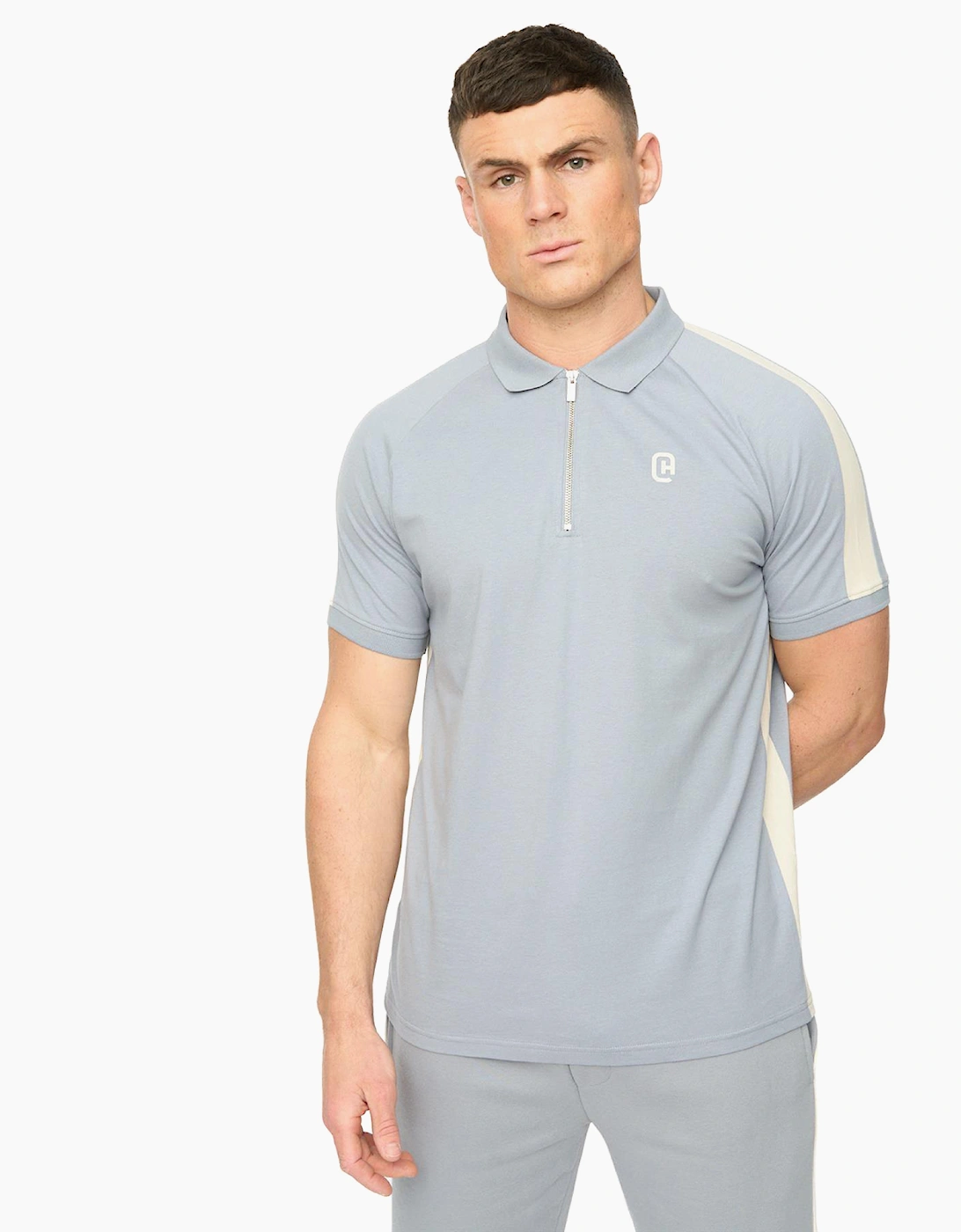 Crosshatch Cresswill Mens Polo Shirt Steel blue / White
