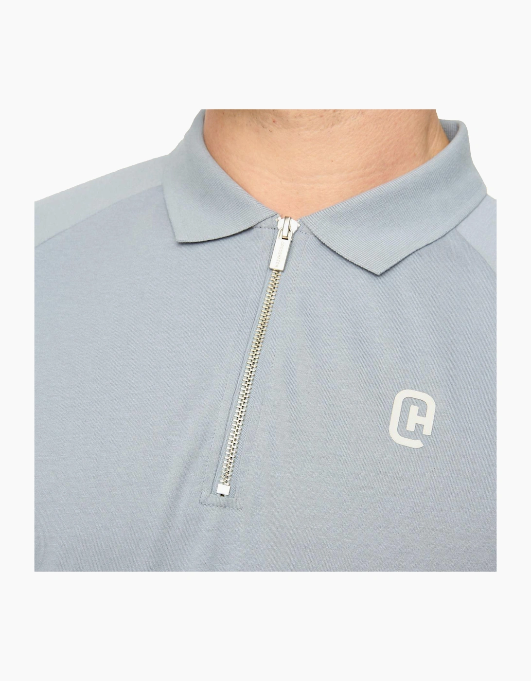 Crosshatch Cresswill Mens Polo Shirt Steel blue / White