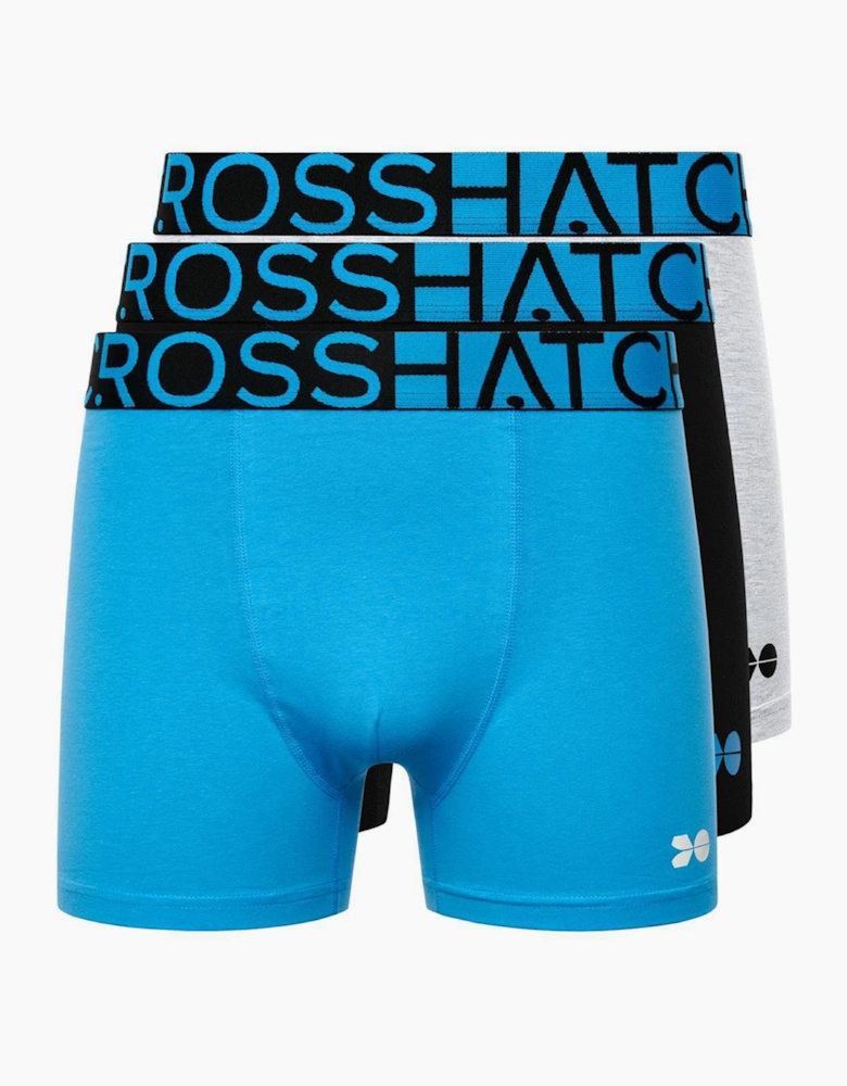 Crosshatch Dumas Mens Boxer Shorts 3pk malibu Blue / Black / White