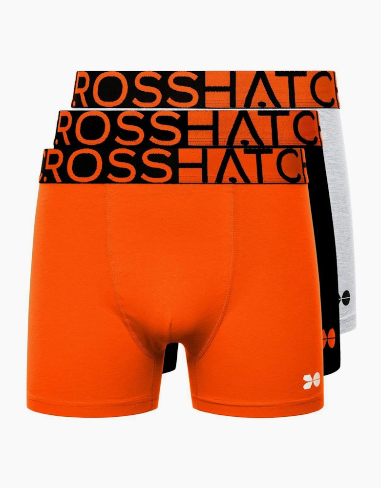 Crosshatch Dumas Mens Boxer Shorts 3pk Red Orange / Black / White
