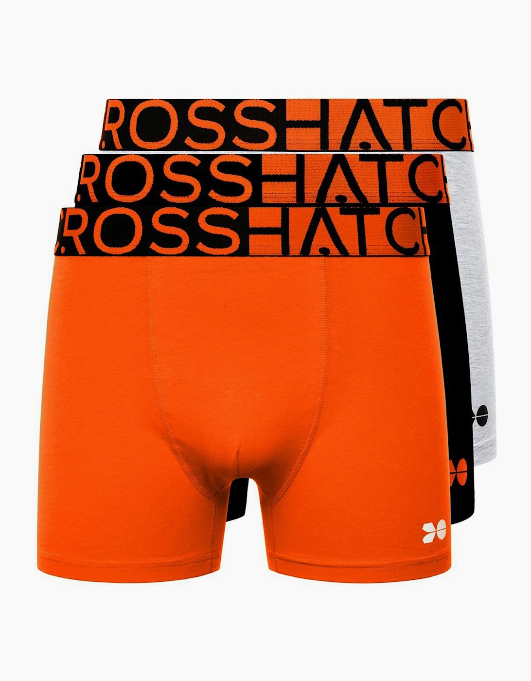 Crosshatch Dumas Mens Boxer Shorts 3pk Red Orange / Black / White