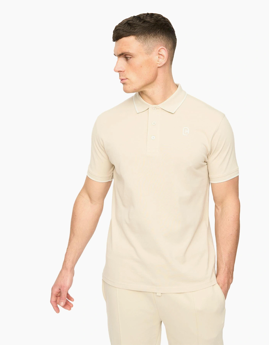 Crosshatch Crufton Mens Polo Shirt Light Stone