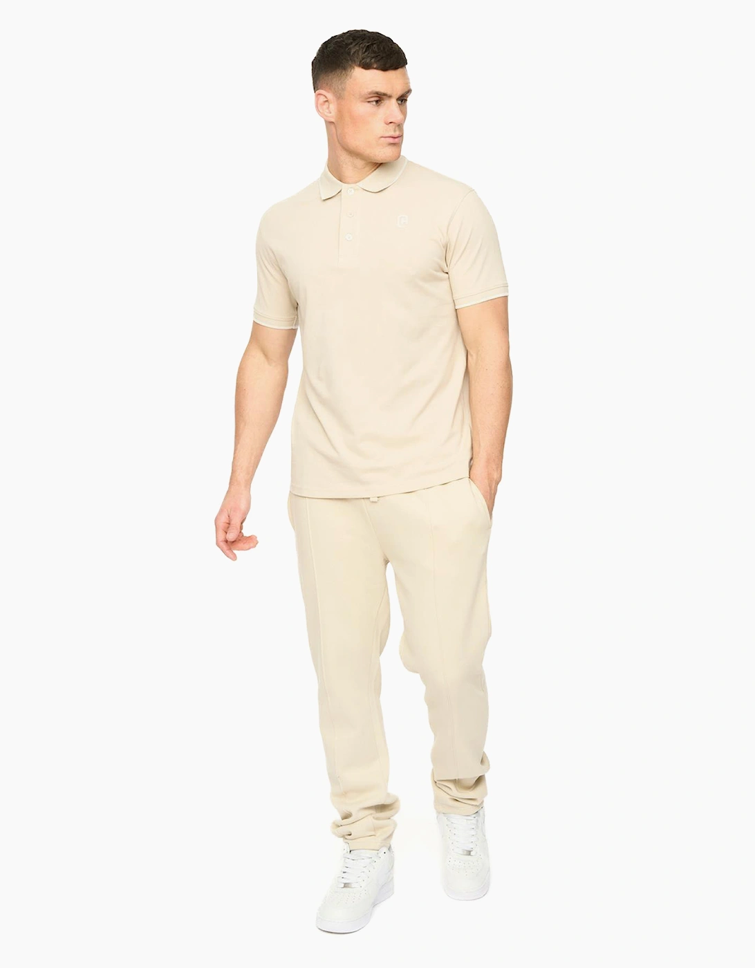 Crosshatch Crufton Mens Polo Shirt Light Stone