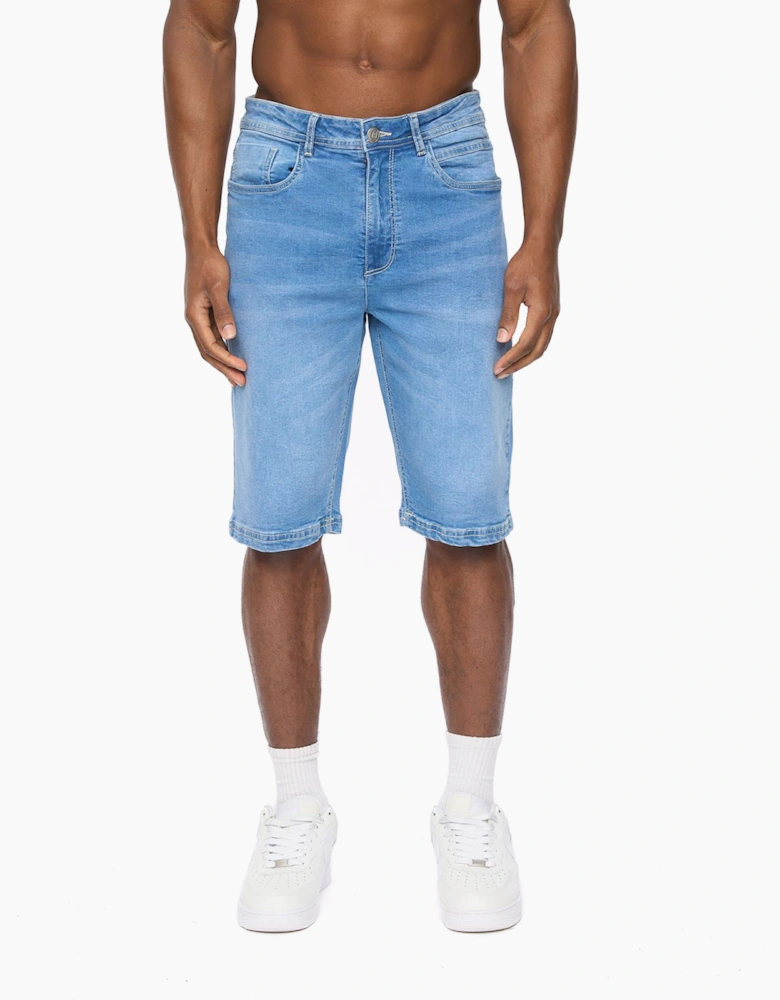 Crosshatch Hammersmith Mens Denim Shorts Mid Wash