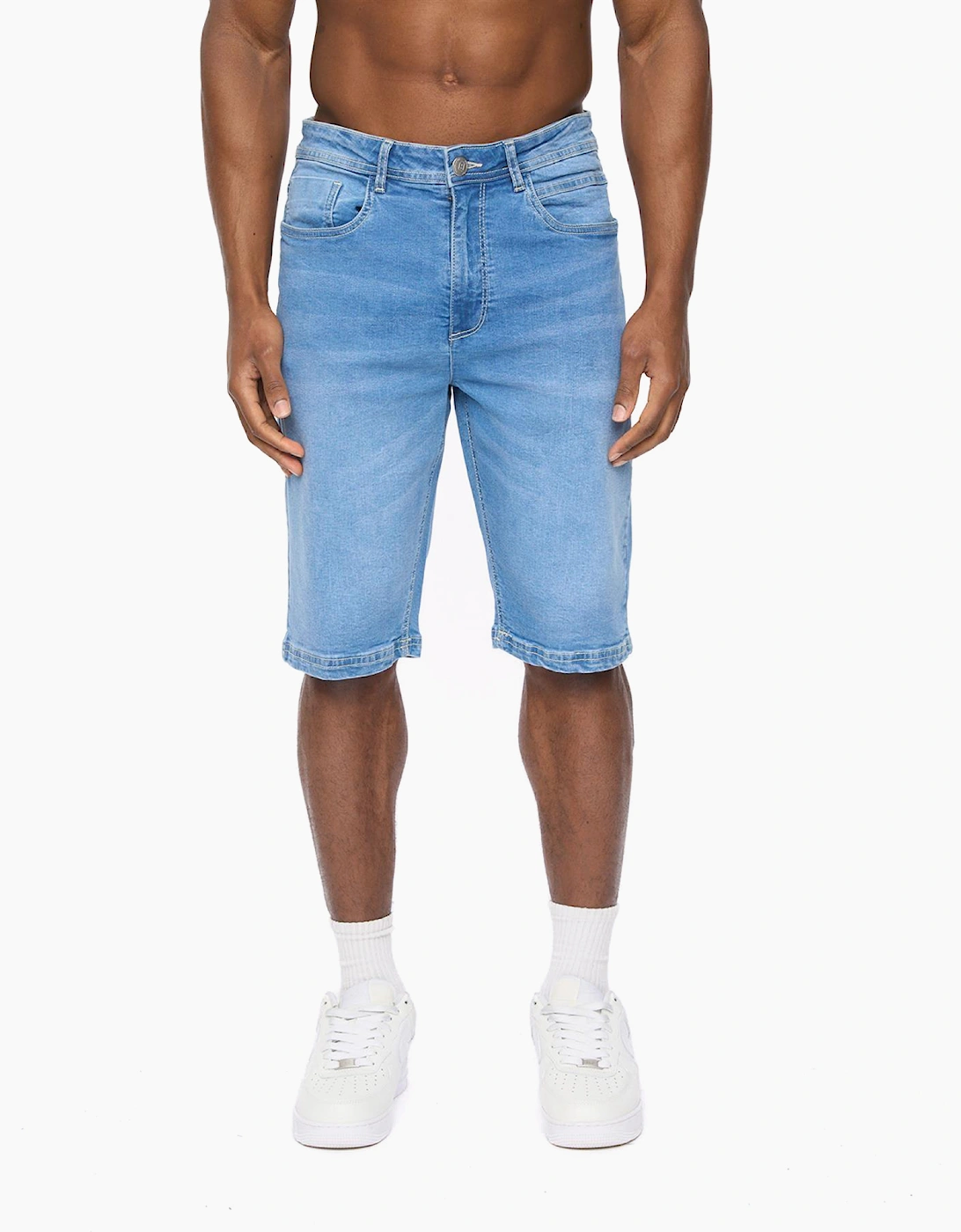 Crosshatch Hammersmith Mens Denim Shorts Mid Wash