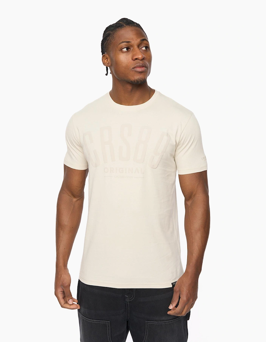 Crosshatch Hallfell Mens T-Shirt Neutral / Off White