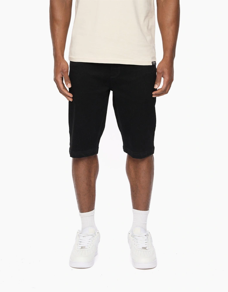 Crosshatch Hammersmith Mens Denim Shorts Black Wash