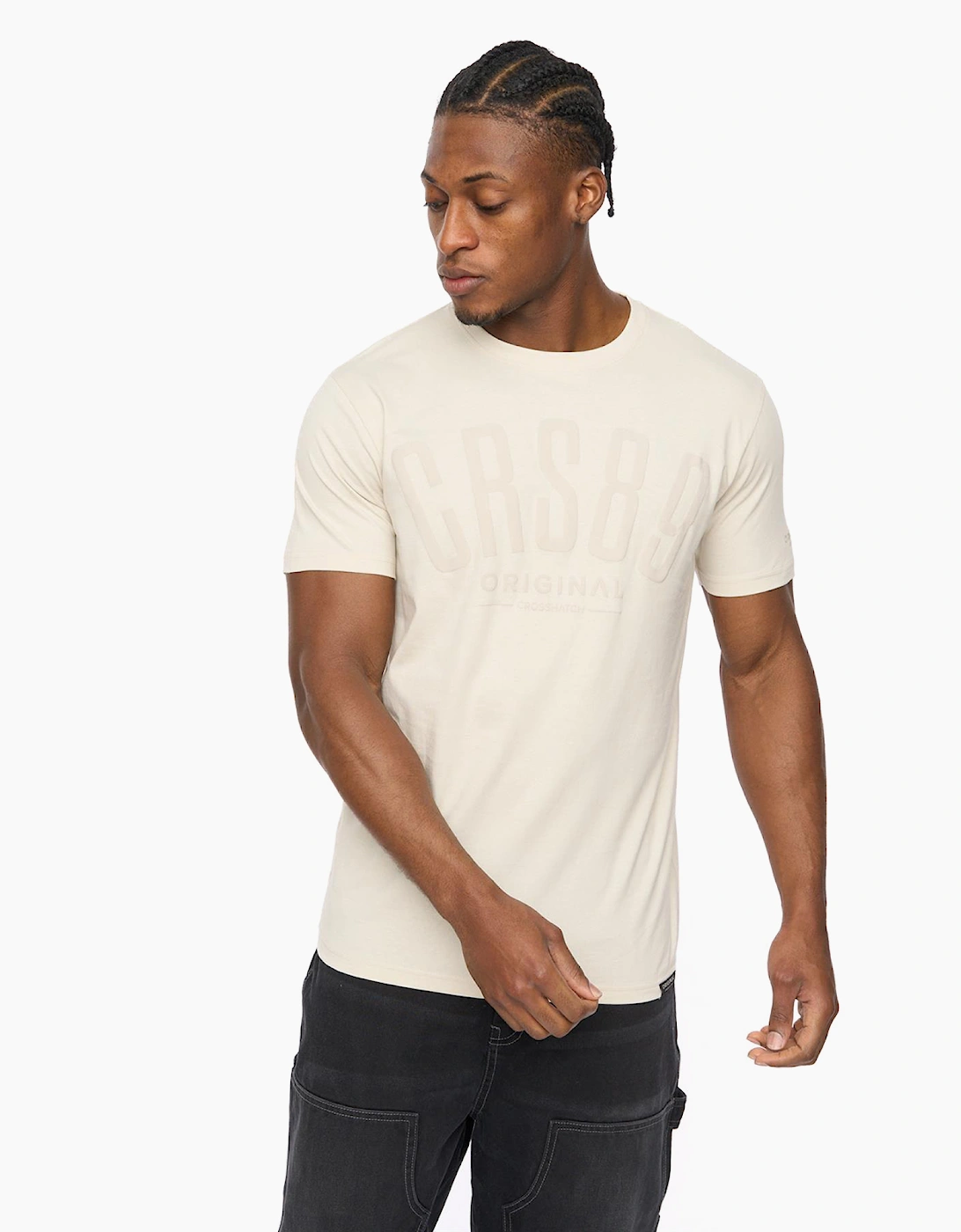 Crosshatch Hallfell Mens T-Shirt Neutral / Off White