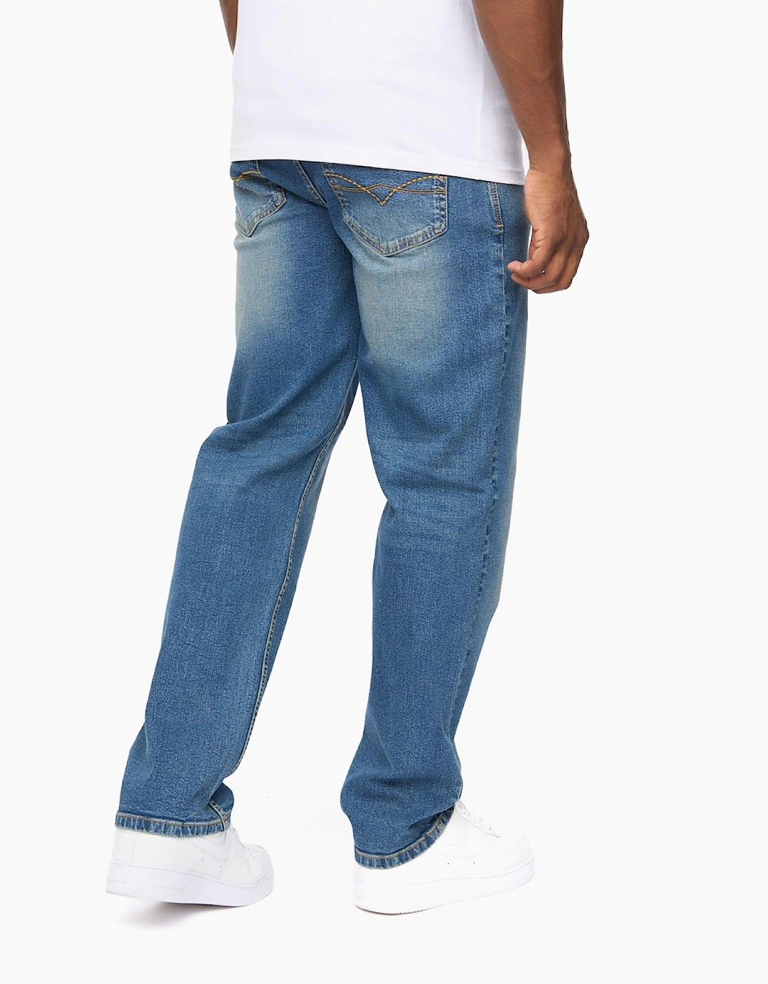 Crosshatch Detendu Mens Relax Fit Jeans Mid Wash / Blue