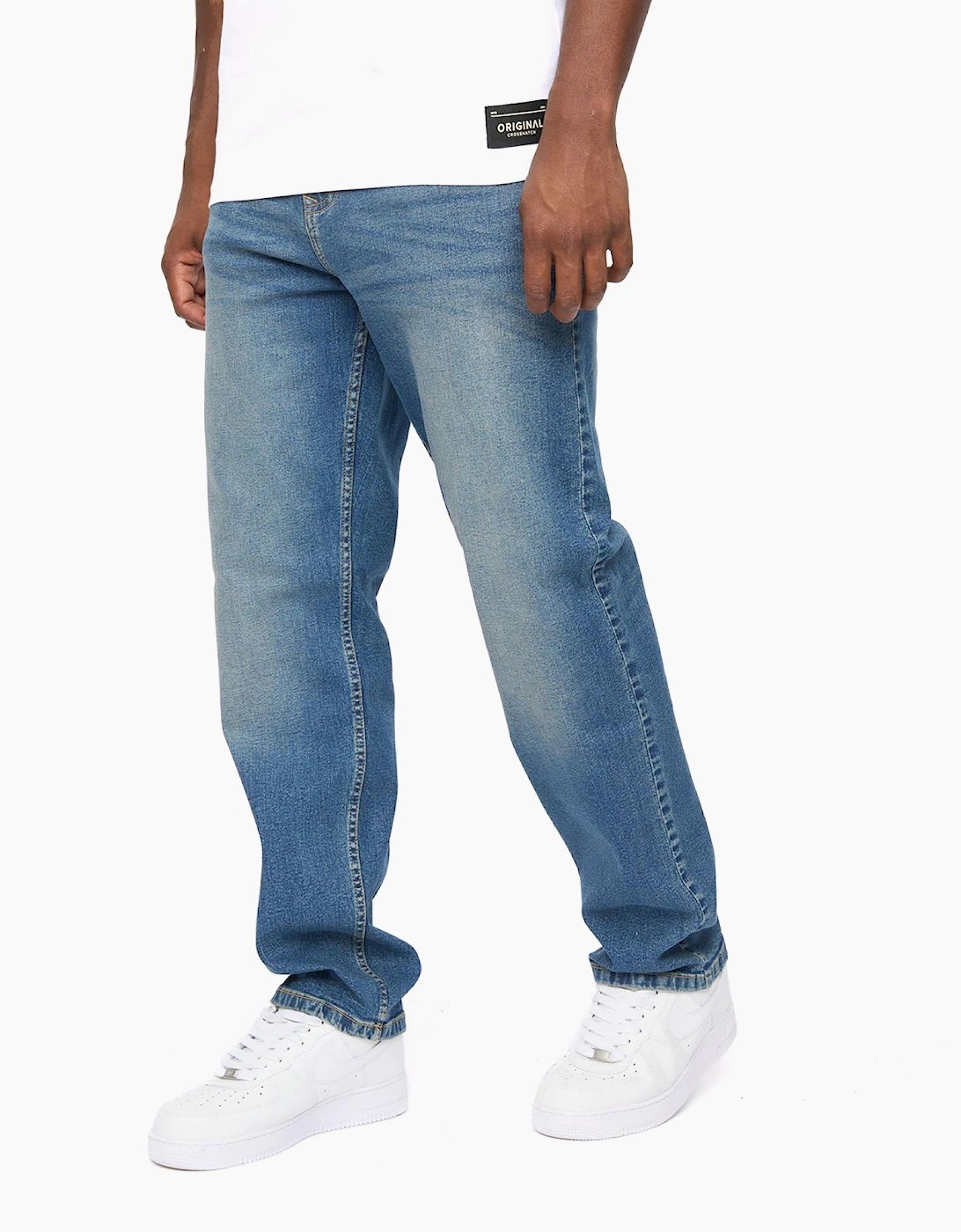 Crosshatch Detendu Mens Relax Fit Jeans Mid Wash / Blue