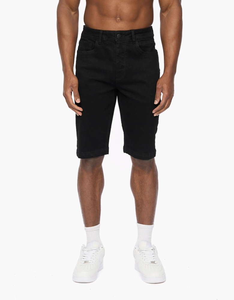 Crosshatch Hammersmith Mens Denim Shorts Black Wash
