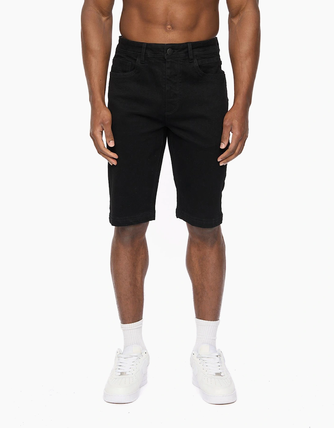 Crosshatch Hammersmith Mens Denim Shorts Black Wash