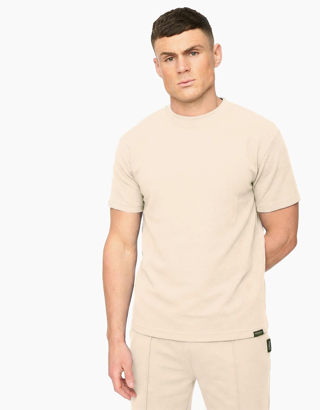 Crosshatch Hartlay Mens T-Shirt & Shorts Set Neutral / Off White