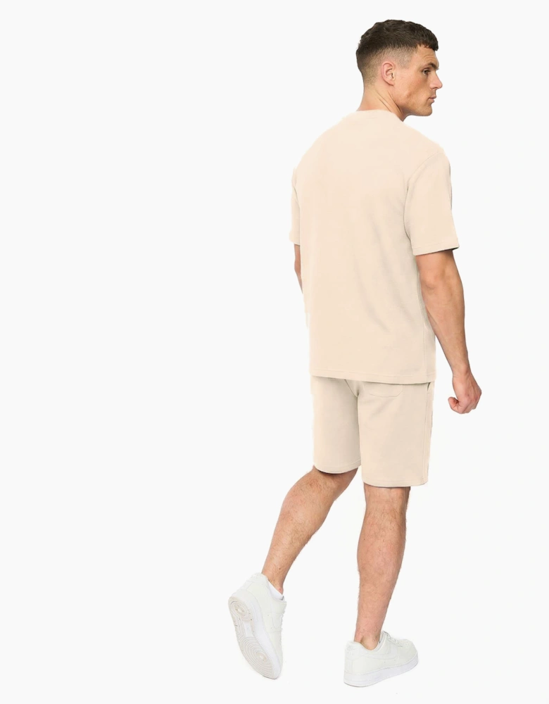 Crosshatch Hartlay Mens T-Shirt & Shorts Set Neutral / Off White
