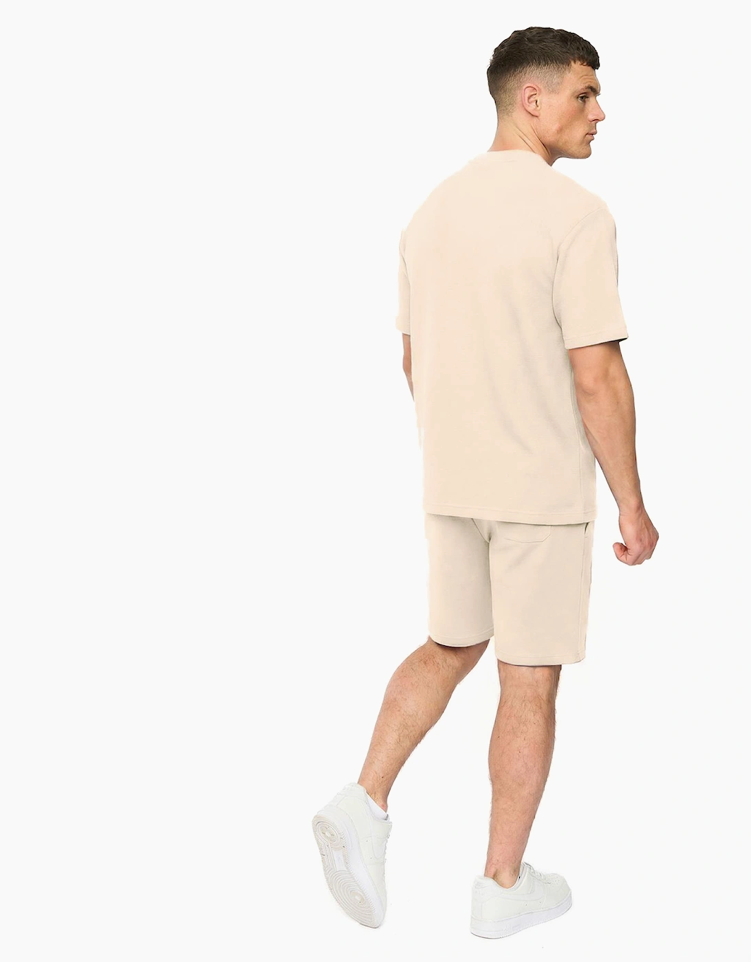 Crosshatch Hartlay Mens T-Shirt & Shorts Set Neutral / Off White