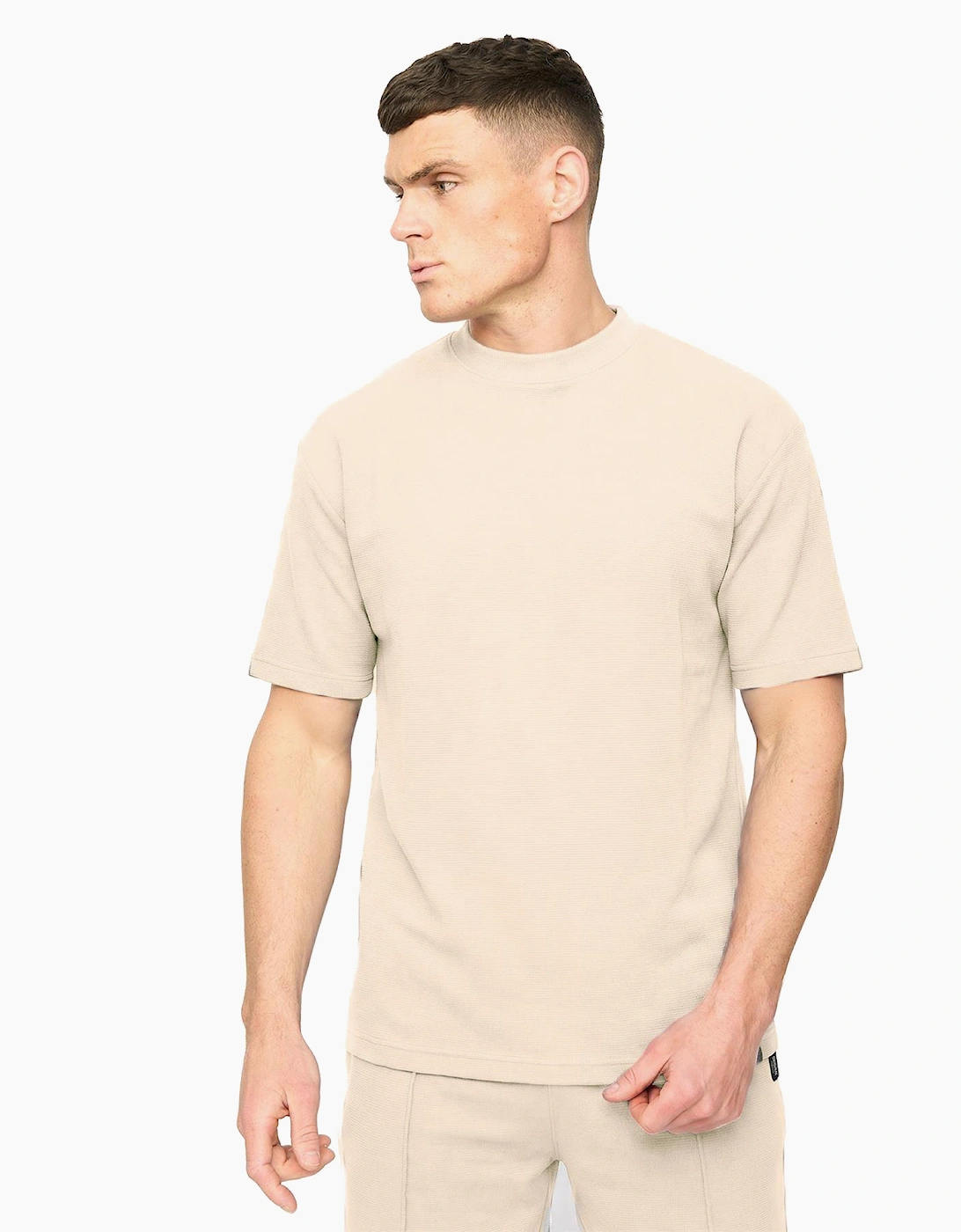Crosshatch Hartlay Mens T-Shirt & Shorts Set Neutral / Off White